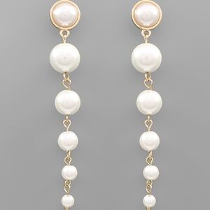Pearl Row Drop Earrings